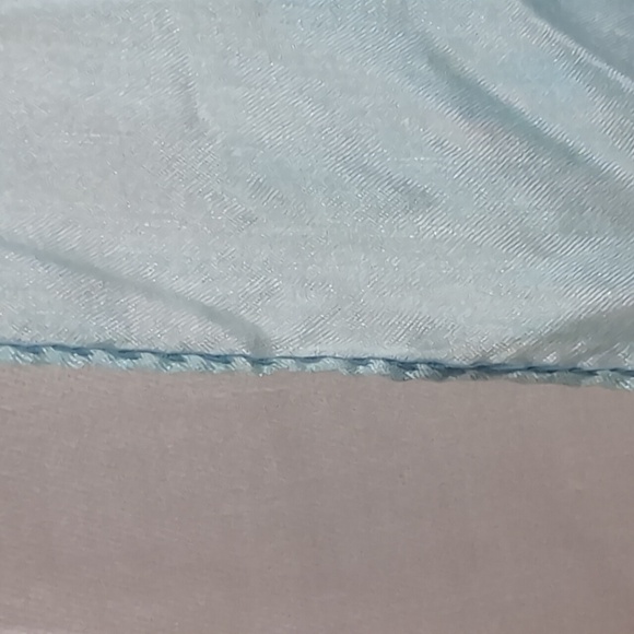 Vintage Blue Ombre Silk Square Scarf Handrolled Edging - Picture 2 of 4